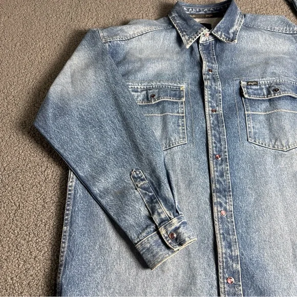 VTG Sean John Jacket Men Blue Denim Pearl Snap Button Pockets Cowboy. - Picture 2 of 14